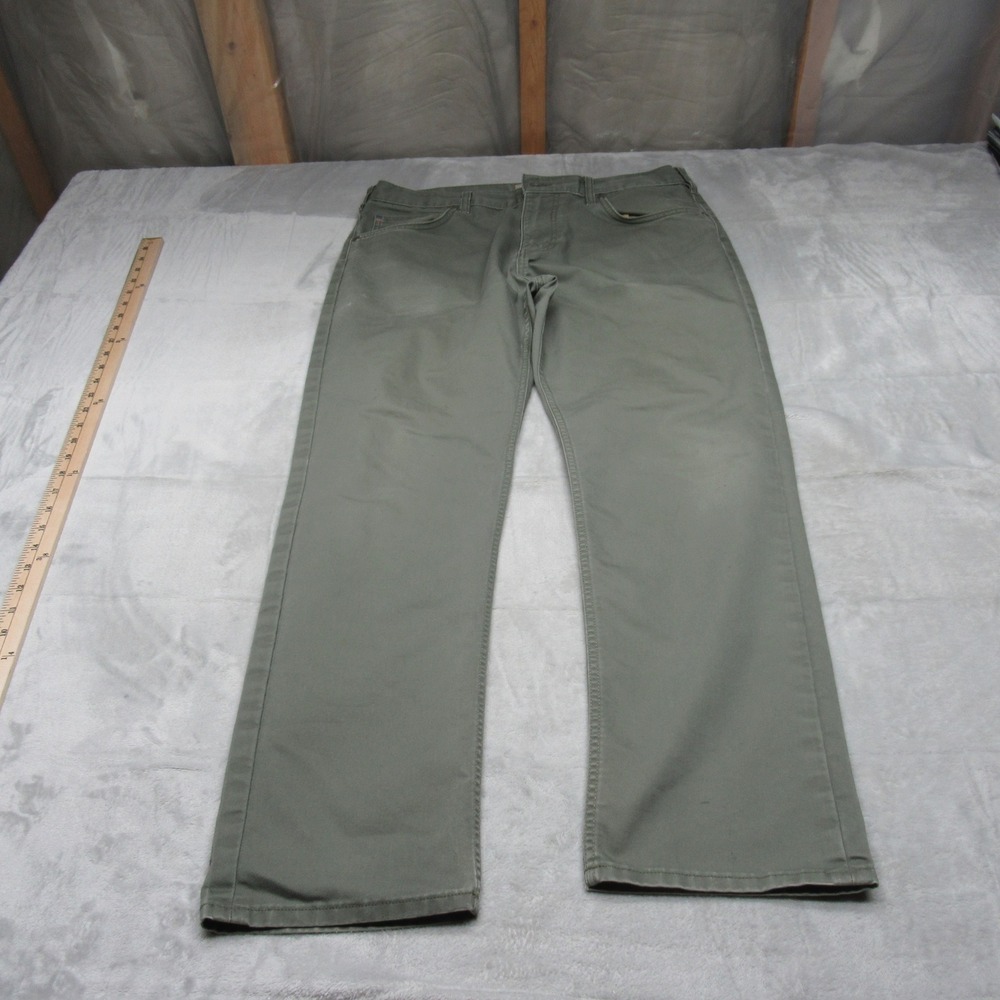 Men's Olive Green Straight-Leg Pants